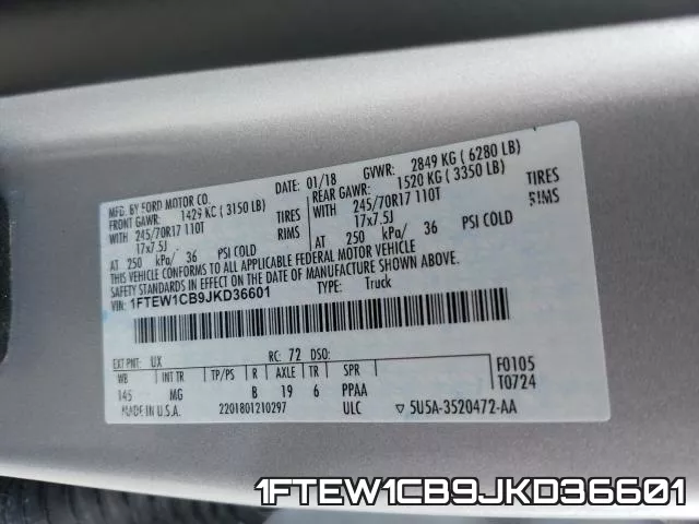 1FTEW1CB9JKD36601 фото 2