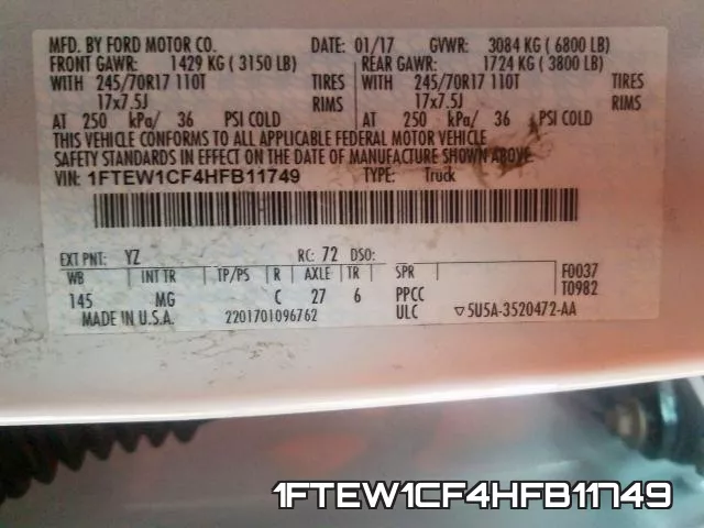 1FTEW1CF4HFB11749 фото 2