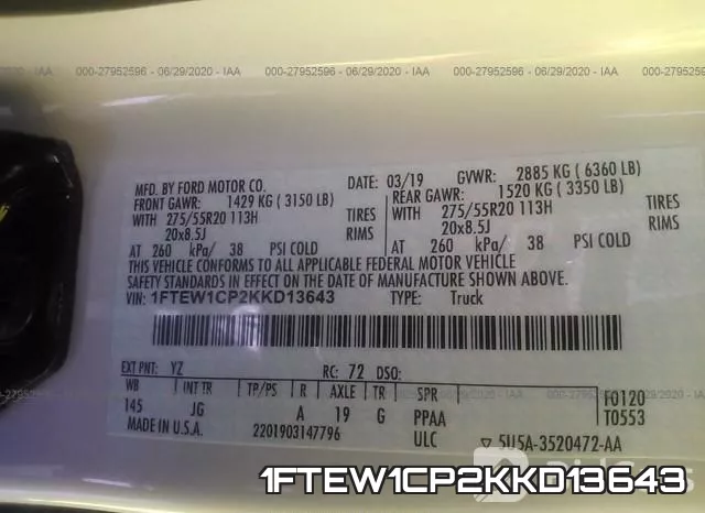 1FTEW1CP2KKD13643 фото 10