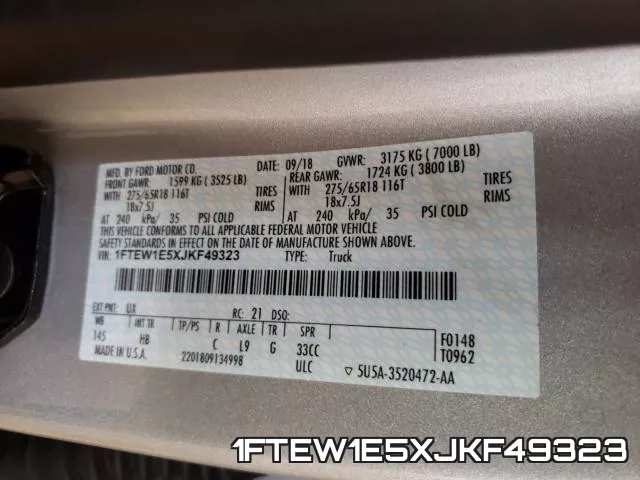 1FTEW1E5XJKF49323 фото 2