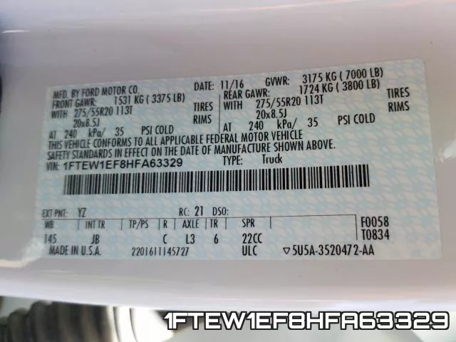 1FTEW1EF8HFA63329 фото 2