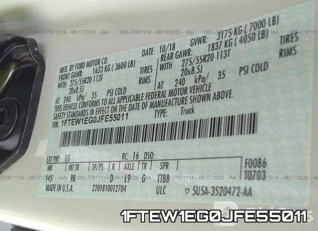 1FTEW1EG0JFE55011 фото 10