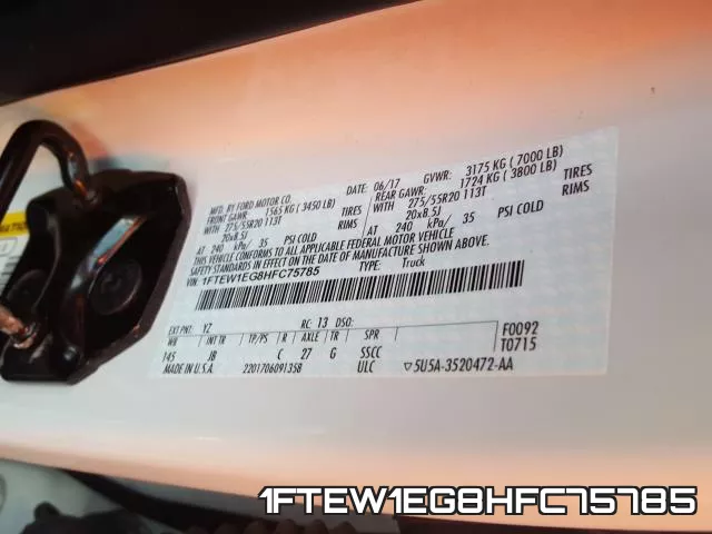 1FTEW1EG8HFC75785 фото 2