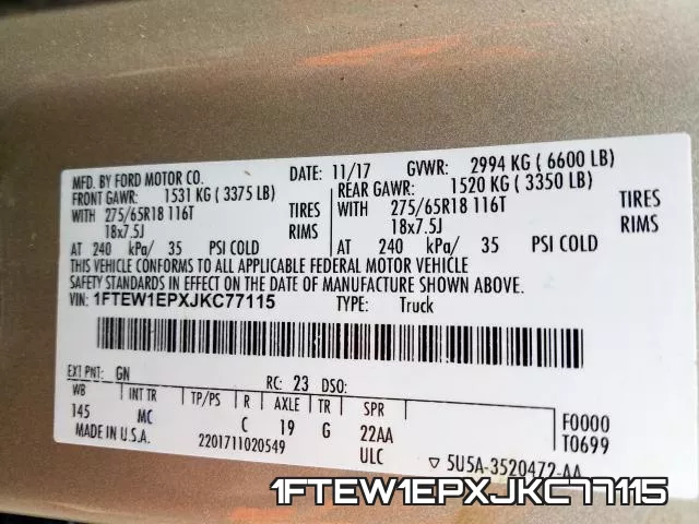 1FTEW1EPXJKC77115 фото 2