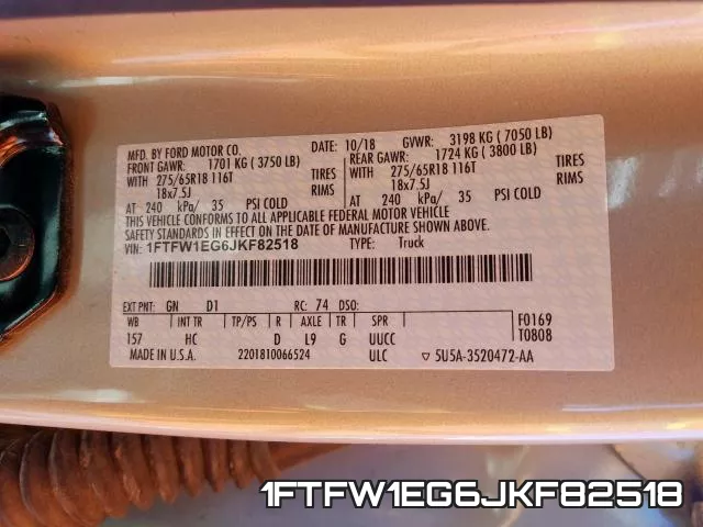 1FTFW1EG6JKF82518 фото 2