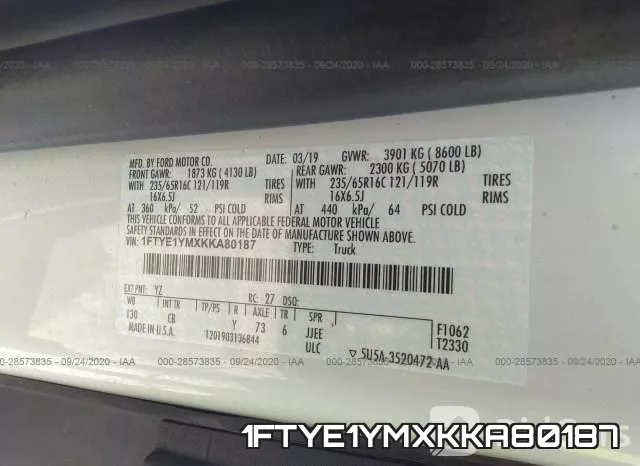 1FTYE1YMXKKA80187 фото 10