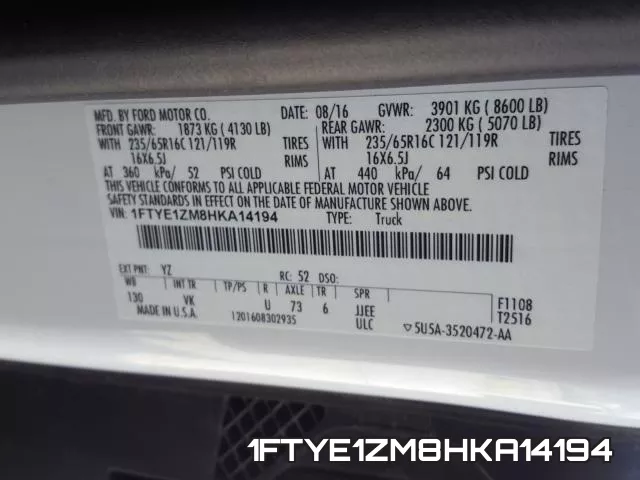1FTYE1ZM8HKA14194 фото 2