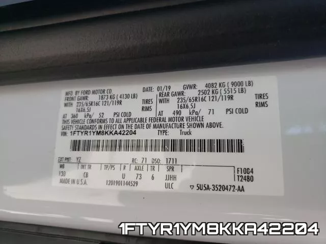 1FTYR1YM8KKA42204 фото 2
