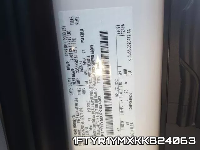 1FTYR1YMXKKB24063 фото 2