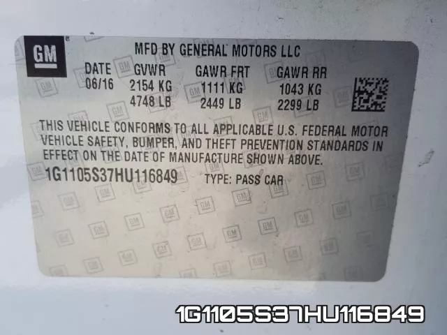1G1105S37HU116849 фото 2