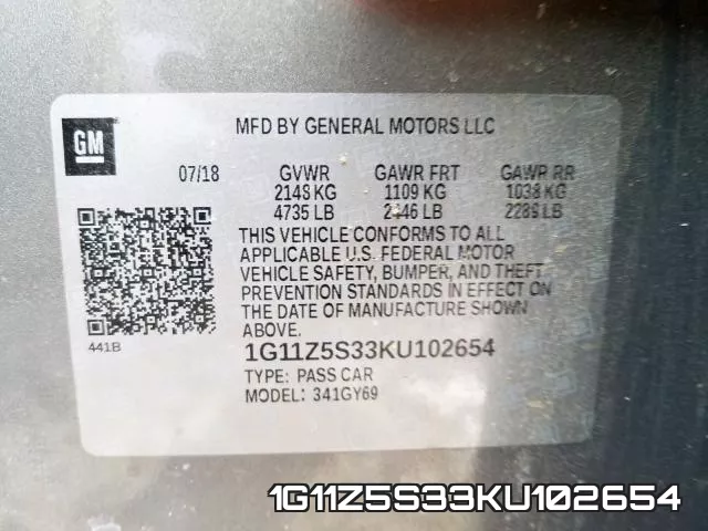 1G11Z5S33KU102654 фото 2
