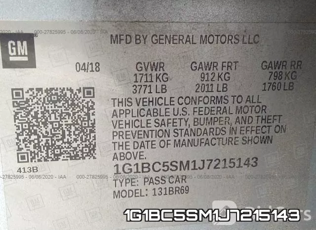 1G1BC5SM1J7215143 фото 10
