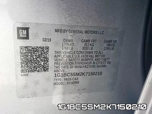 1G1BC5SM2K7150210 фото 2