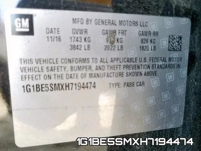 1G1BE5SMXH7194474 фото 2