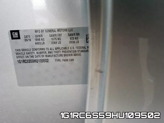 1G1RC6S59HU109502 фото 2