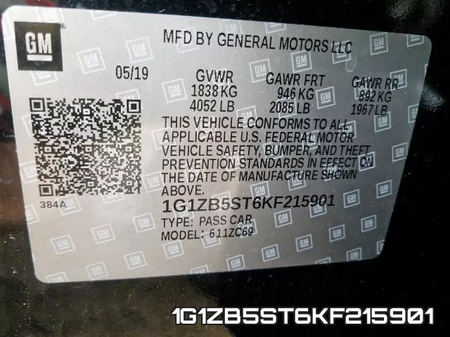1G1ZB5ST6KF215901 фото 2