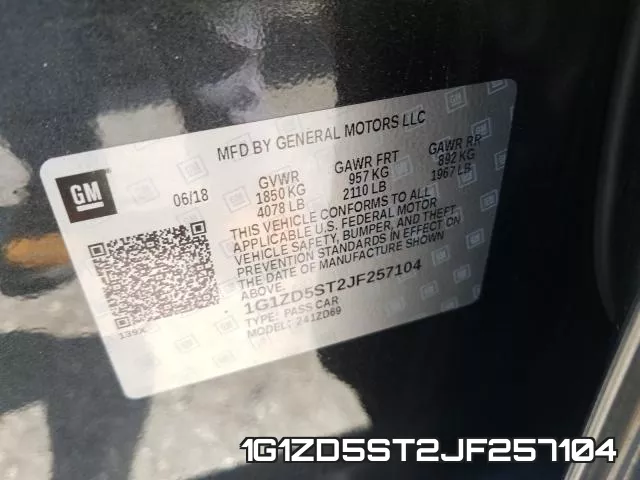1G1ZD5ST2JF257104 фото 2