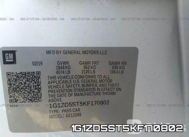 1G1ZD5ST5KF170802 фото 10