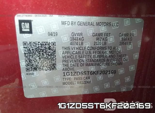 1G1ZD5ST6KF202169 фото 10