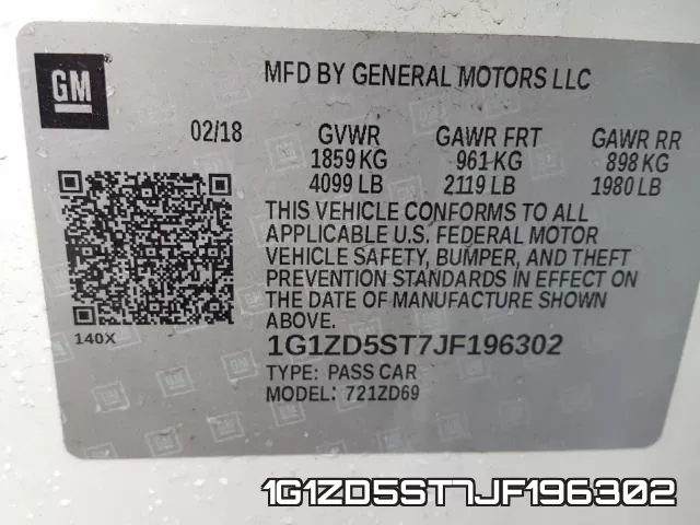 1G1ZD5ST7JF196302 фото 2