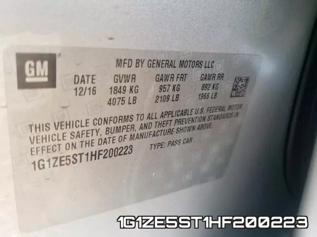1G1ZE5ST1HF200223 фото 2