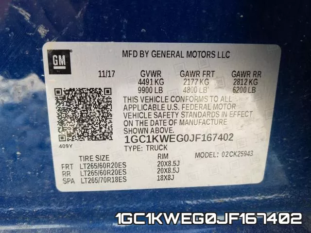 1GC1KWEG0JF167402 фото 2