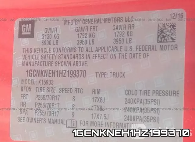 1GCNKNEH1HZ199370 фото 10
