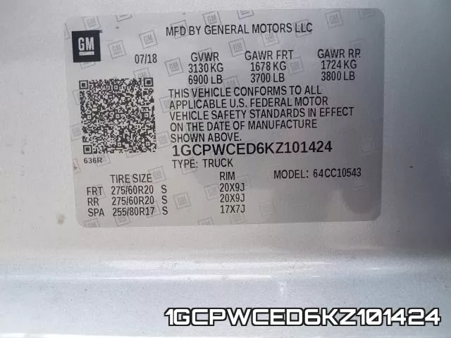 1GCPWCED6KZ101424 фото 2