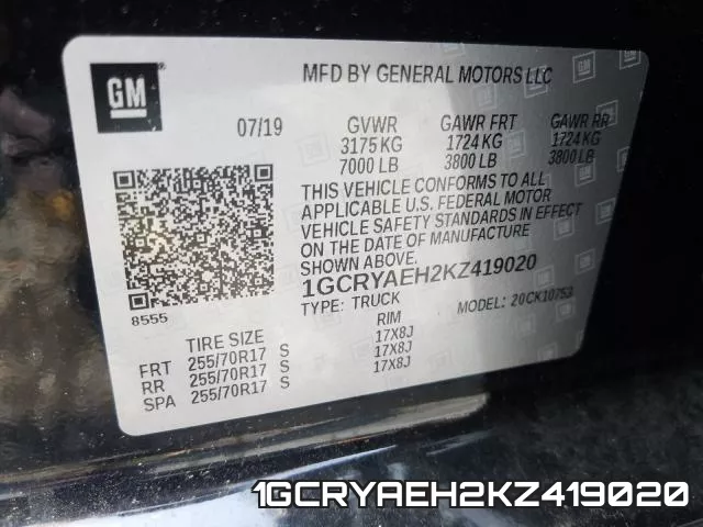 1GCRYAEH2KZ419020 фото 2