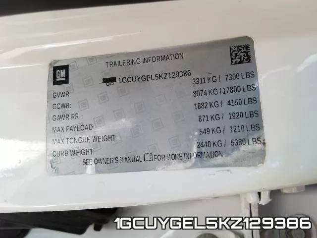 1GCUYGEL5KZ129386 фото 2