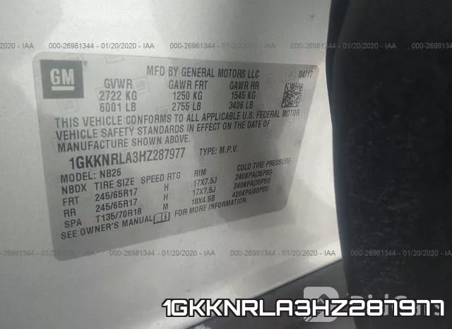 1GKKNRLA3HZ287977 фото 10