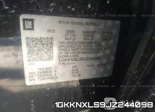 1GKKNXLS9JZ244098 фото 10