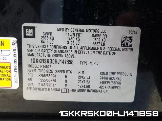 1GKKRSKD0HJ147858 фото 2
