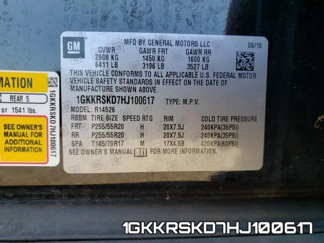 1GKKRSKD7HJ100617 фото 2