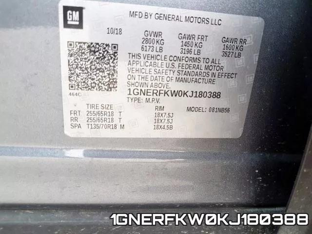 1GNERFKW0KJ180388 фото 2