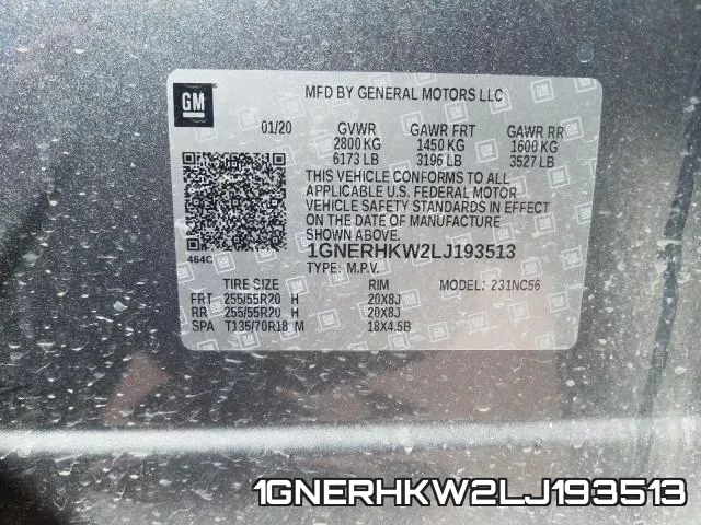 1GNERHKW2LJ193513 фото 2