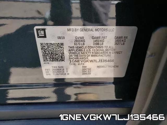 1GNEVGKW7LJ135466 фото 2