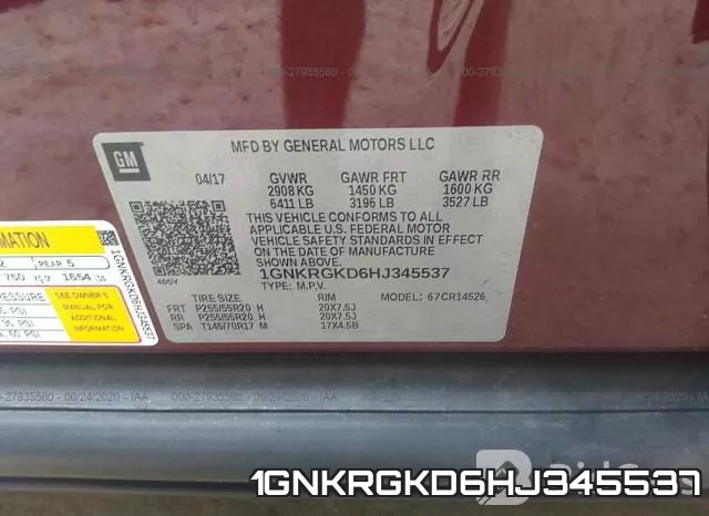 1GNKRGKD6HJ345537 фото 10