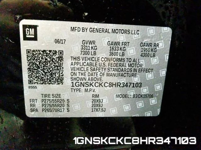 1GNSKCKC8HR347103 фото 2