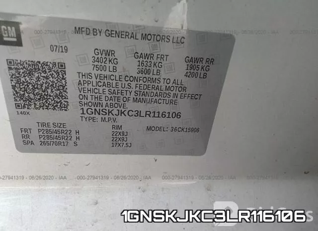 1GNSKJKC3LR116106 фото 10
