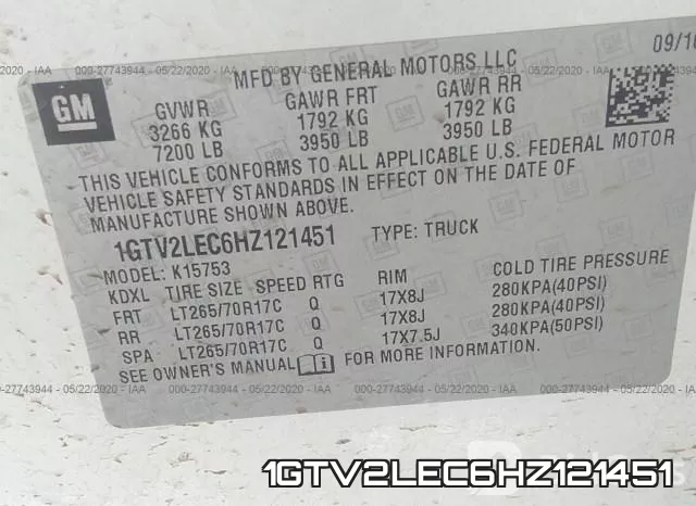 1GTV2LEC6HZ121451 фото 10