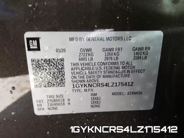 1GYKNCRS4LZ175412 фото 2