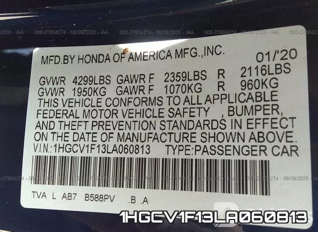 1HGCV1F13LA060813 фото 10