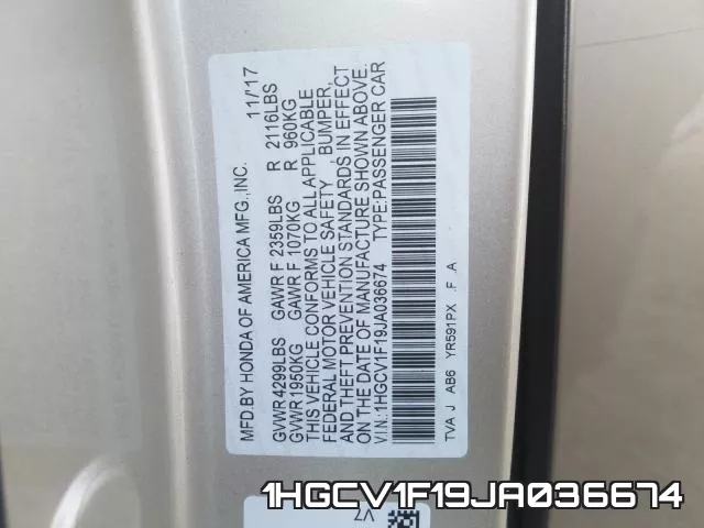 1HGCV1F19JA036674 фото 2