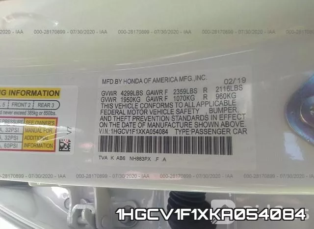 1HGCV1F1XKA054084 фото 10