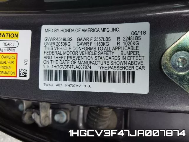 1HGCV3F47JA007874 фото 2