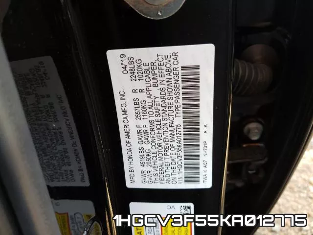 1HGCV3F55KA012775 фото 2