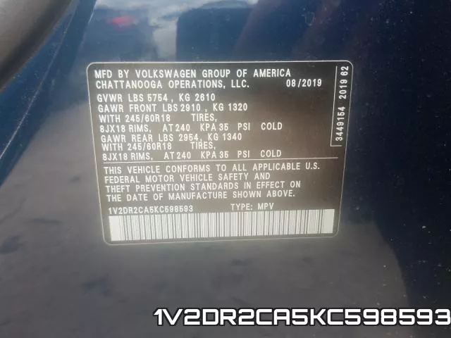 1V2DR2CA5KC598593 фото 2
