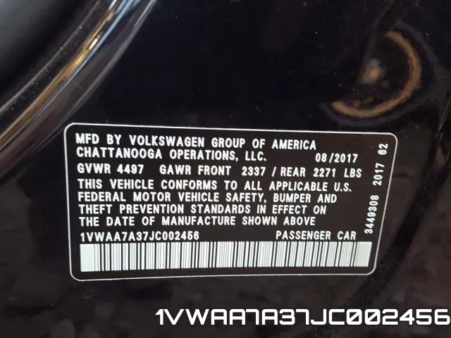 1VWAA7A37JC002456 фото 2