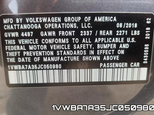 1VWBA7A35JC050980 фото 2